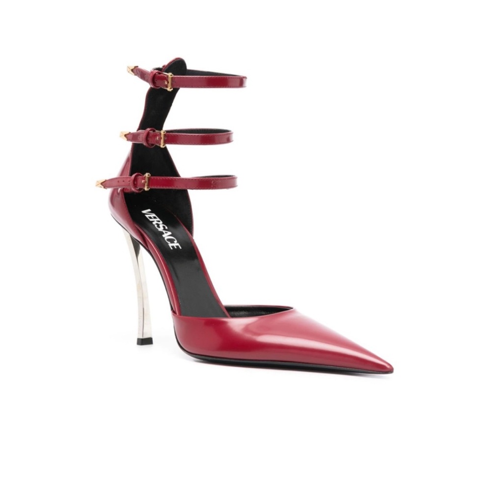Versace Women's Red Strappy Heels - D’Orsay Pumps